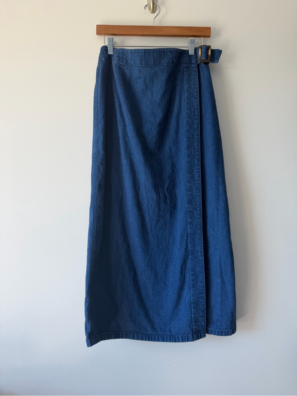 Denim Wrap Maxi Skirt